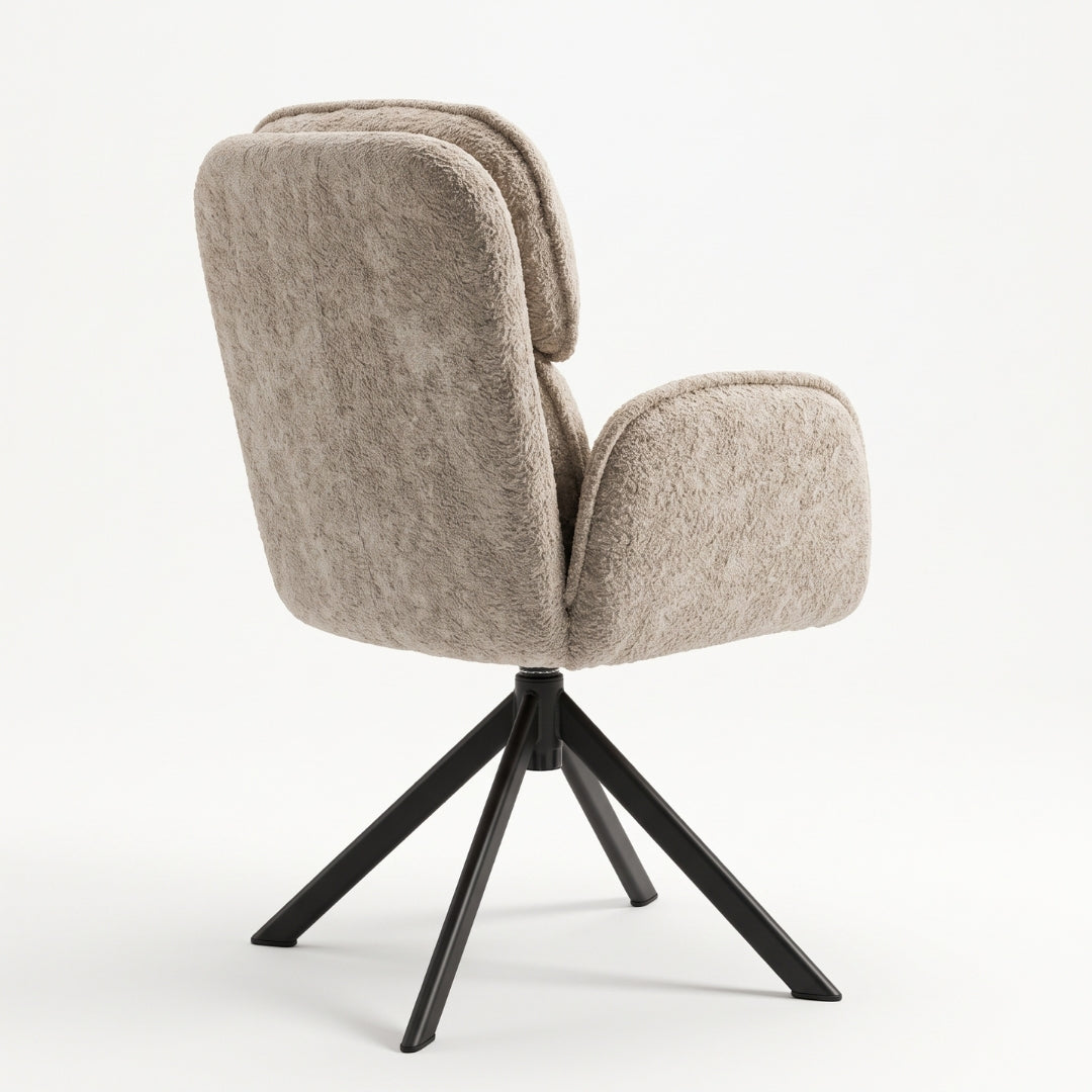 Silla giratoria taupe con cabecera – vista trasera