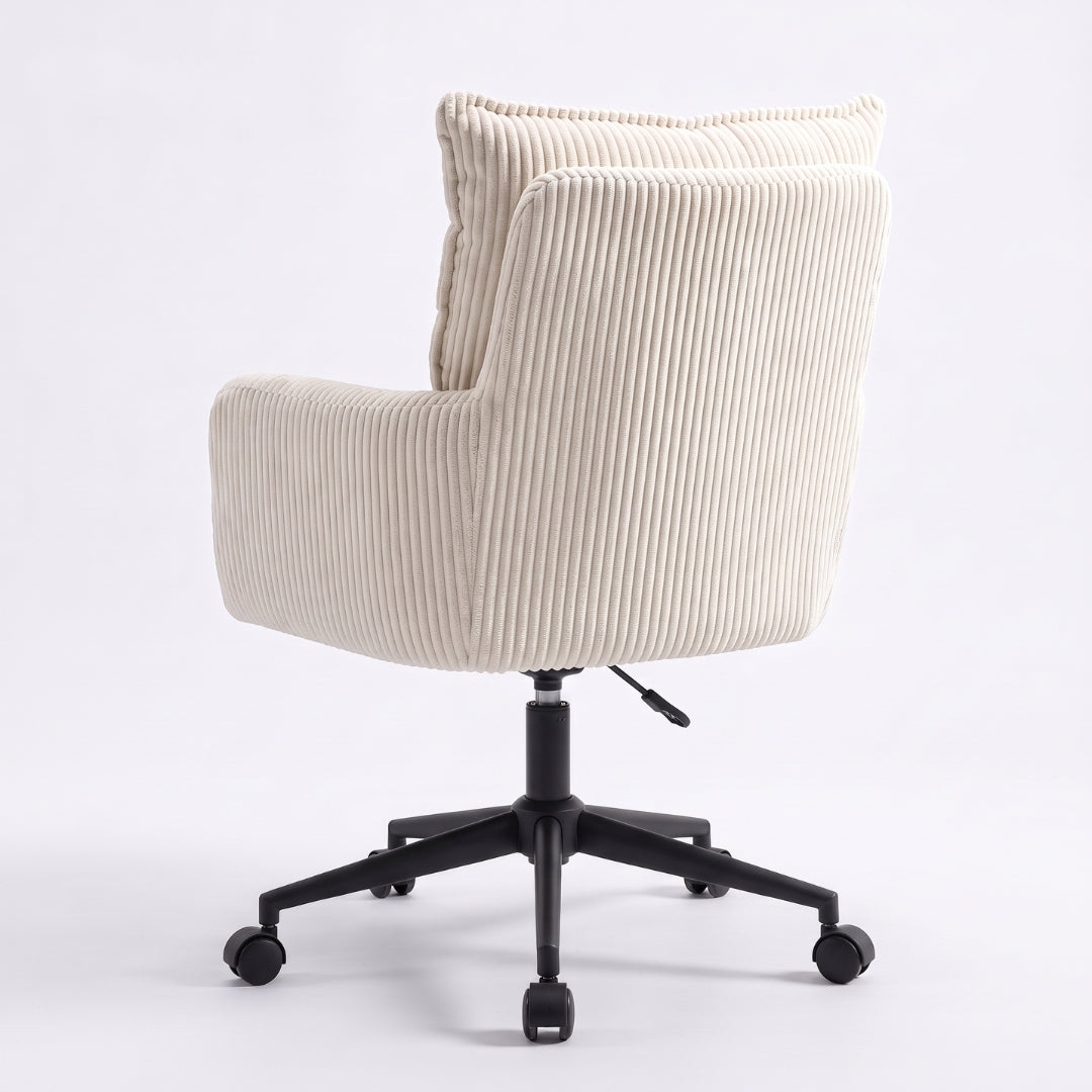 Silla giratoria de pana crema – vista trasera