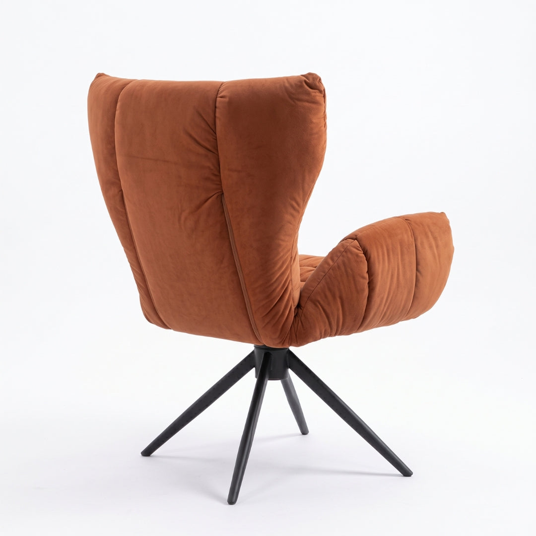 Silla giratoria de terciopelo terracota – vista trasera